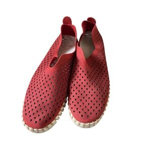 Women's Ilse Jacobson Tulip Red Leather Slip On Sneaker Flats Size 40, 9